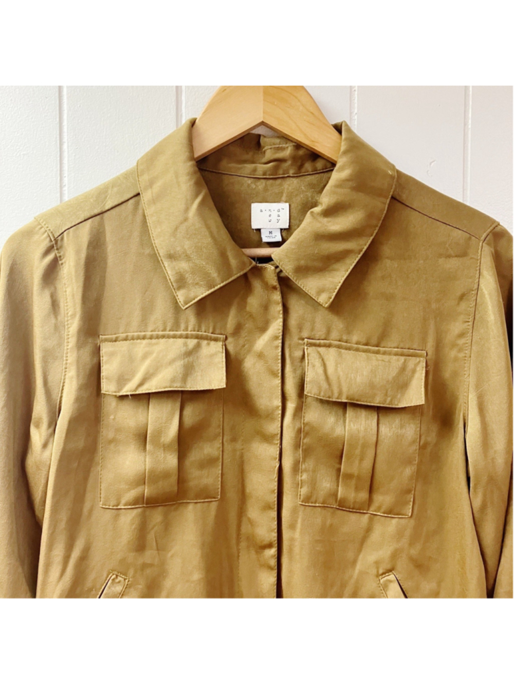 a new day Cropped Utility Bomber Drawstring Jacket MEDIUM Bronze Streetwear Edgy - Picture 2 of 8